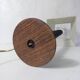 turned wooden lamp with spool base and vintage copper shade