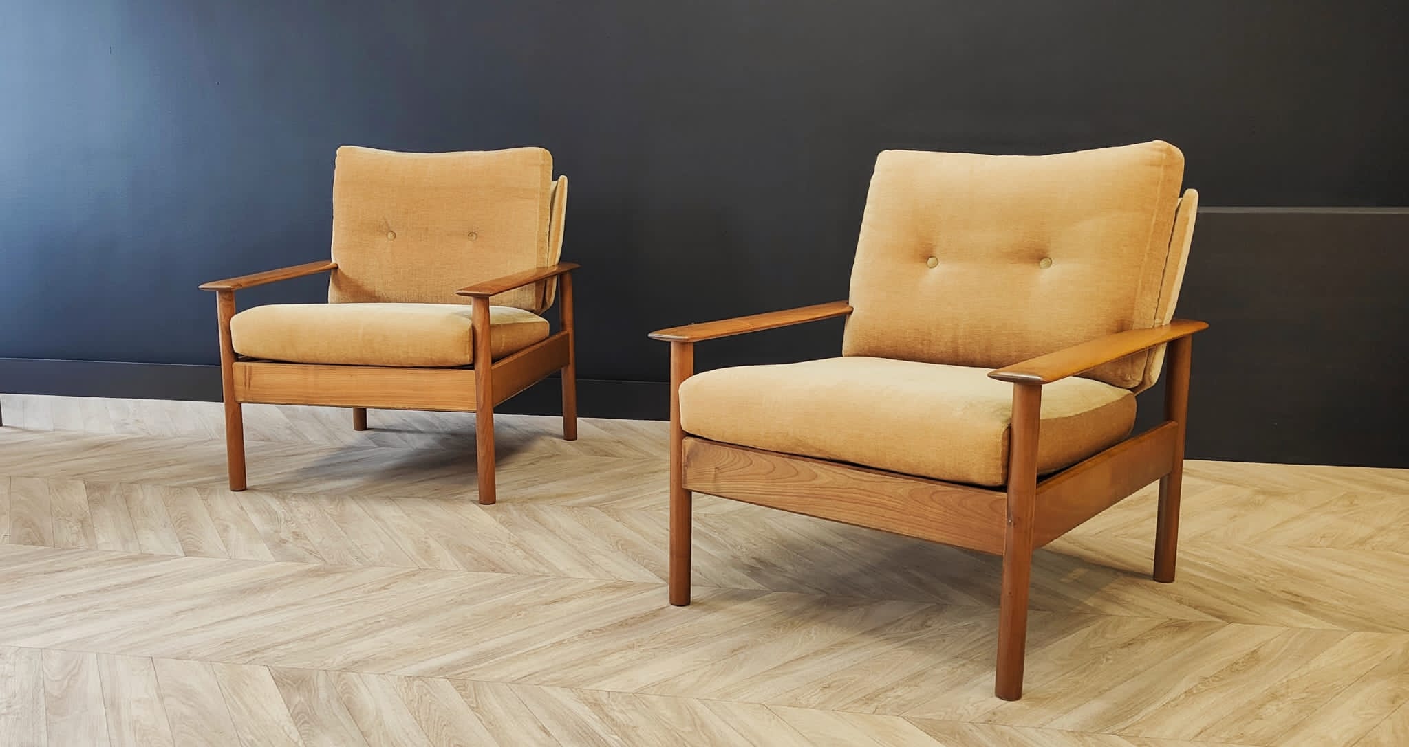 Two mid century armchairs vintage