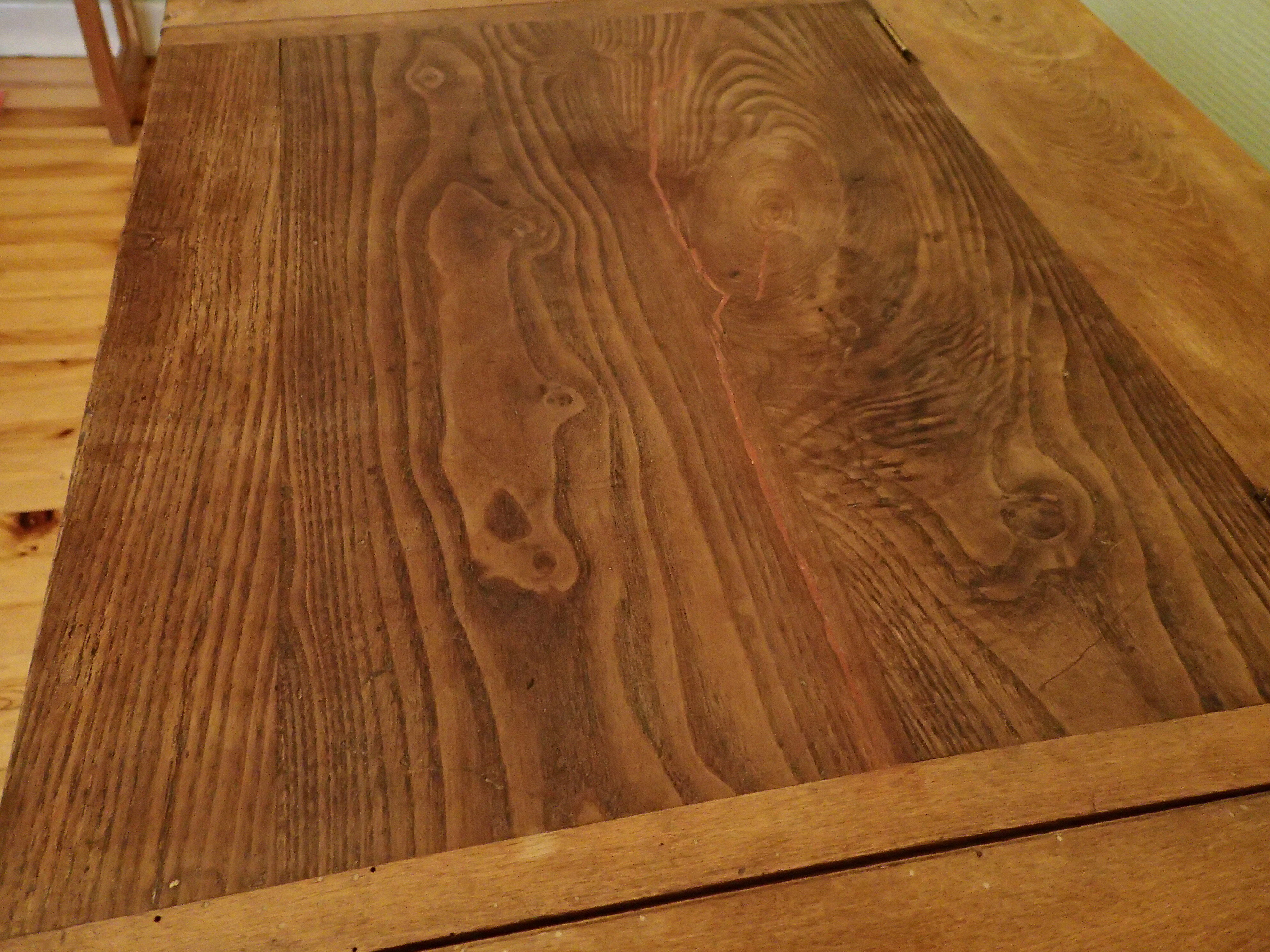 With knocking down old wooden school desk