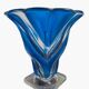 Vase en verre bleu cobalt et transparent – Forme de fleur – 19 x 18 cm