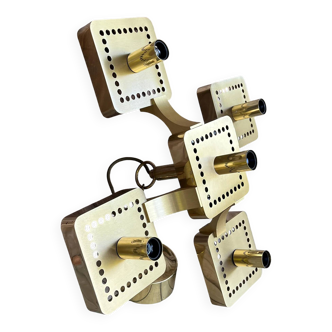 Italian brass ceiling light by Gaetano Sciolari, 1970