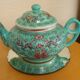 Théière chinoise porcelaine Mun Shou vintage