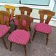 Set of 10 wooden bistro chairs with vintage cushions from the 70s/80s/90s