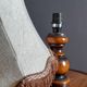 Table lamp foot turned wood and lampshade pagoda ecru/brown, seventies