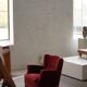 Pair of modern Danish lounge chairs, cherry red velvet, 1950s.