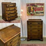 Commode anglaise Art déco en chêne des années 1950