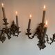 Antique patinated bronze wall sconce – 4 light arms, 19th century
