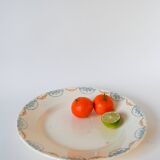 Plat en terre de fer Longwy bleu et orange XIXème