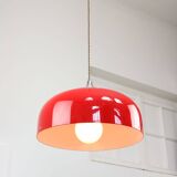 Grande suspension rouge Space Age de Guzzini, années 1960