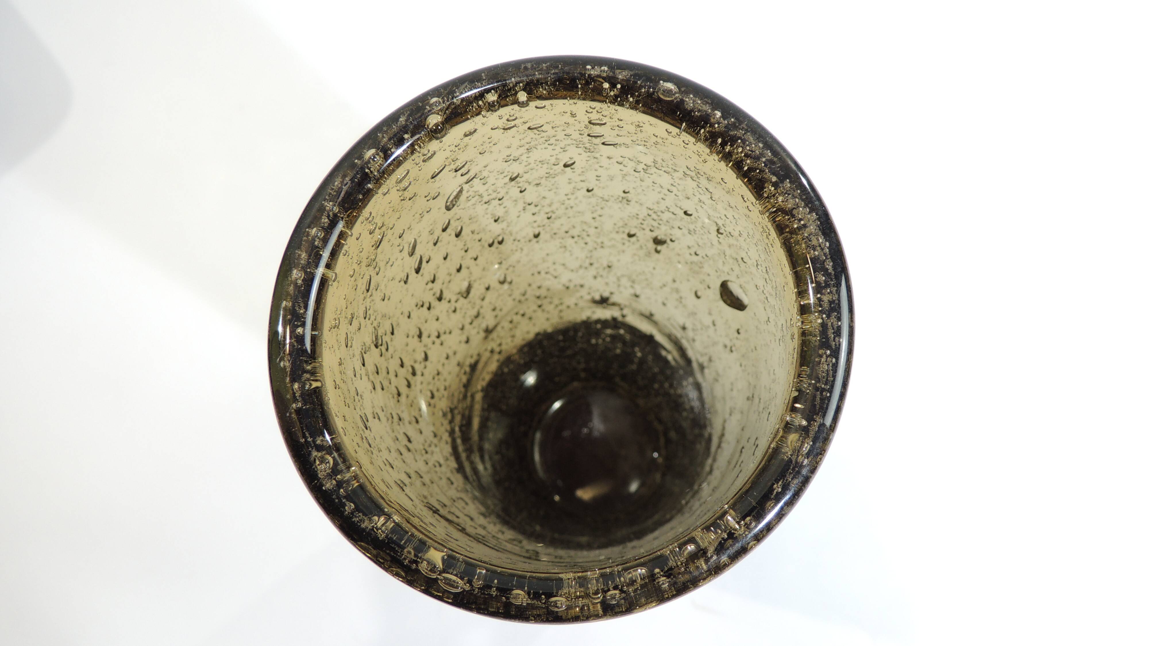 Vintage Bandor bubble vase – amber blown glass – 1960s design – decoration