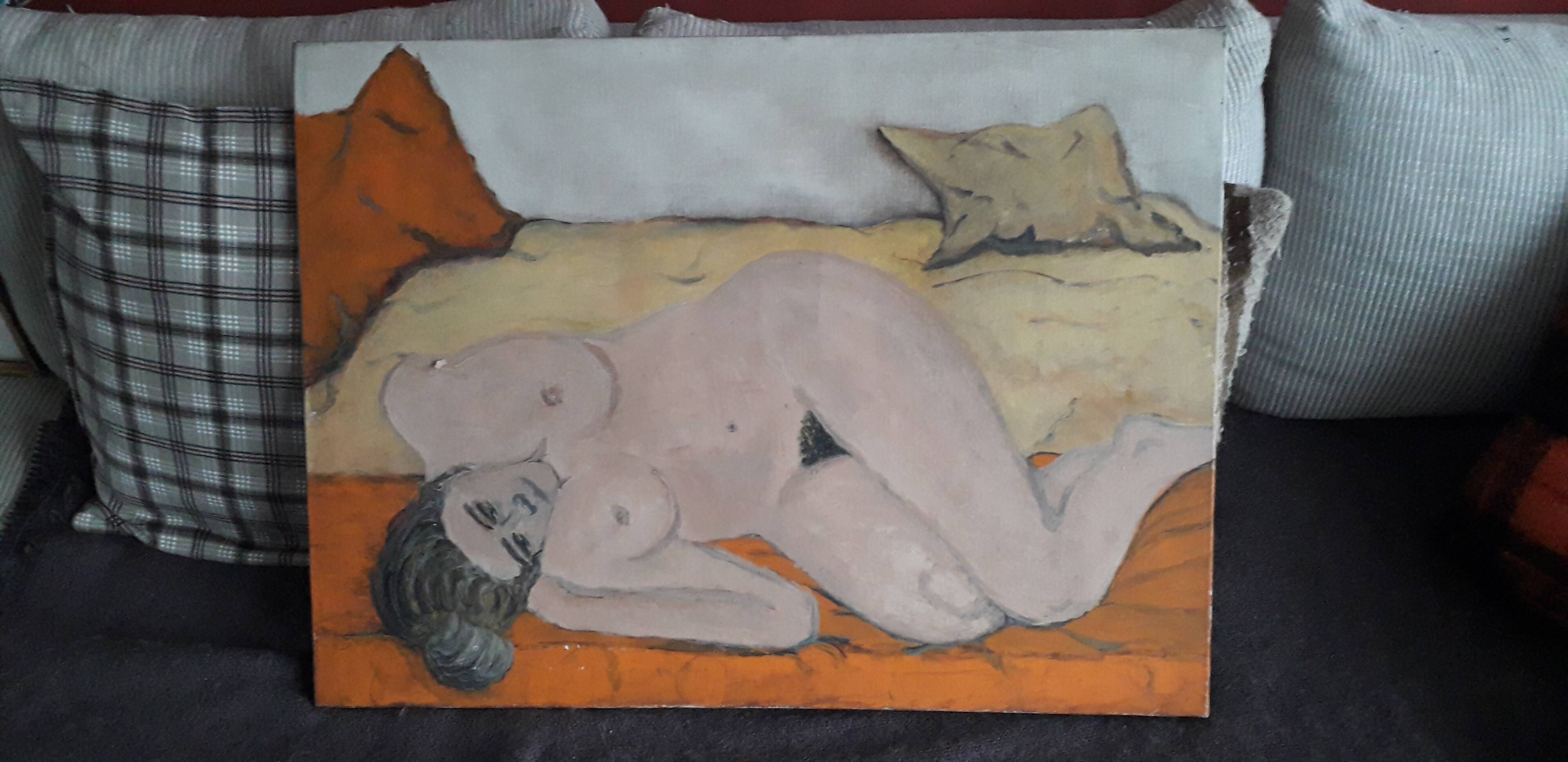 Old oil painting on canvas.