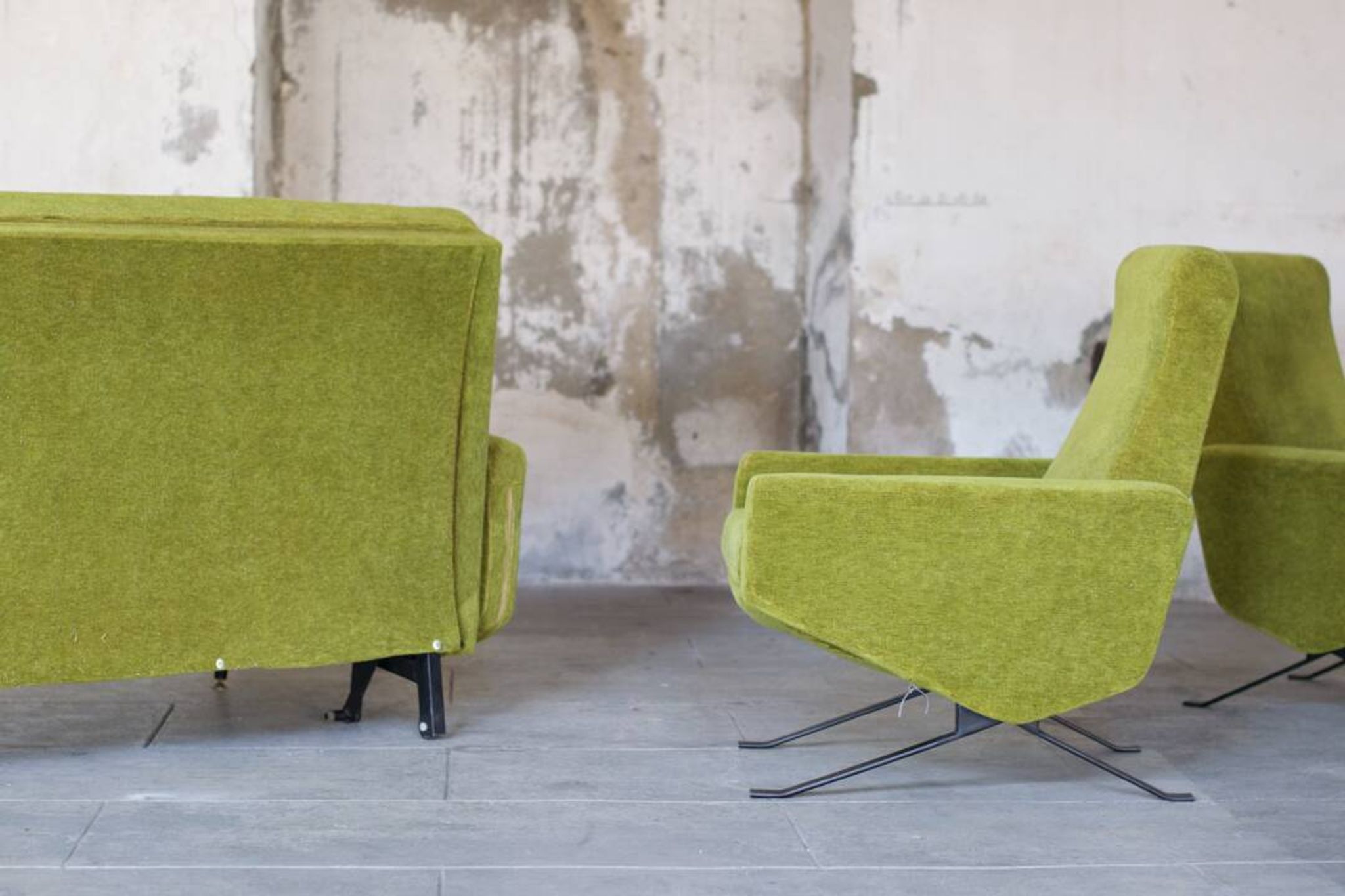Set de salon canapé - 2 fauteuils design 1960 par Paul Geoffroy Troika Airborne