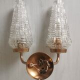 Vintage glass and brass applique