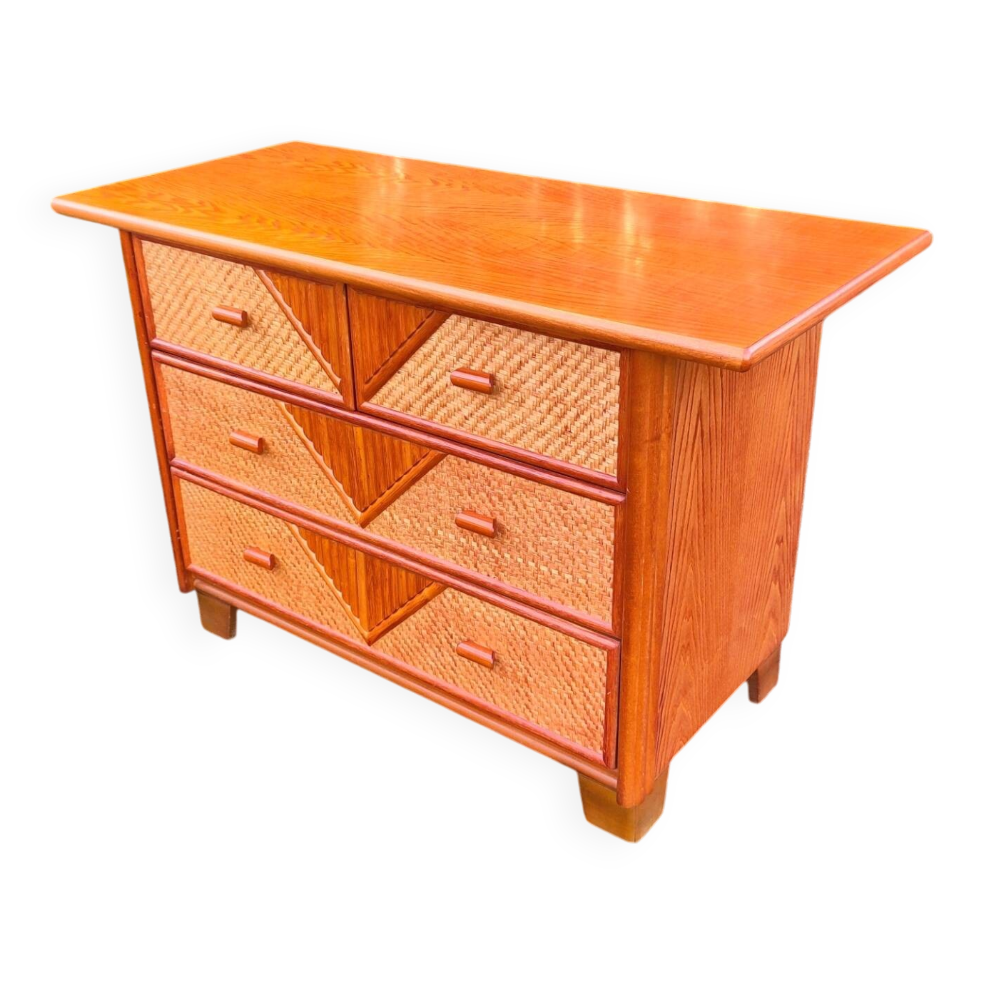 1960s rattan chest of drawers