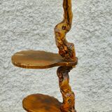 Brutalist shelf wood and vine holder vintage plant 1960