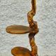 Brutalist shelf wood and vine holder vintage plant 1960