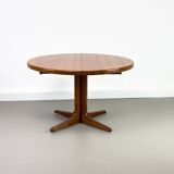 Table à manger ronde en teck danois avec rallonge, années 1970