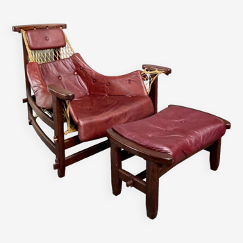 Fauteuil lounge Jangada avec ottoman par Jean Gillon - Brésil 1968