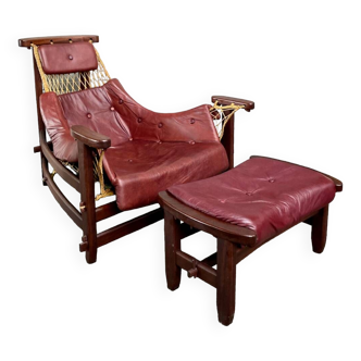 Jangada lounge chair with ottoman by jean gillon - brazil 1968