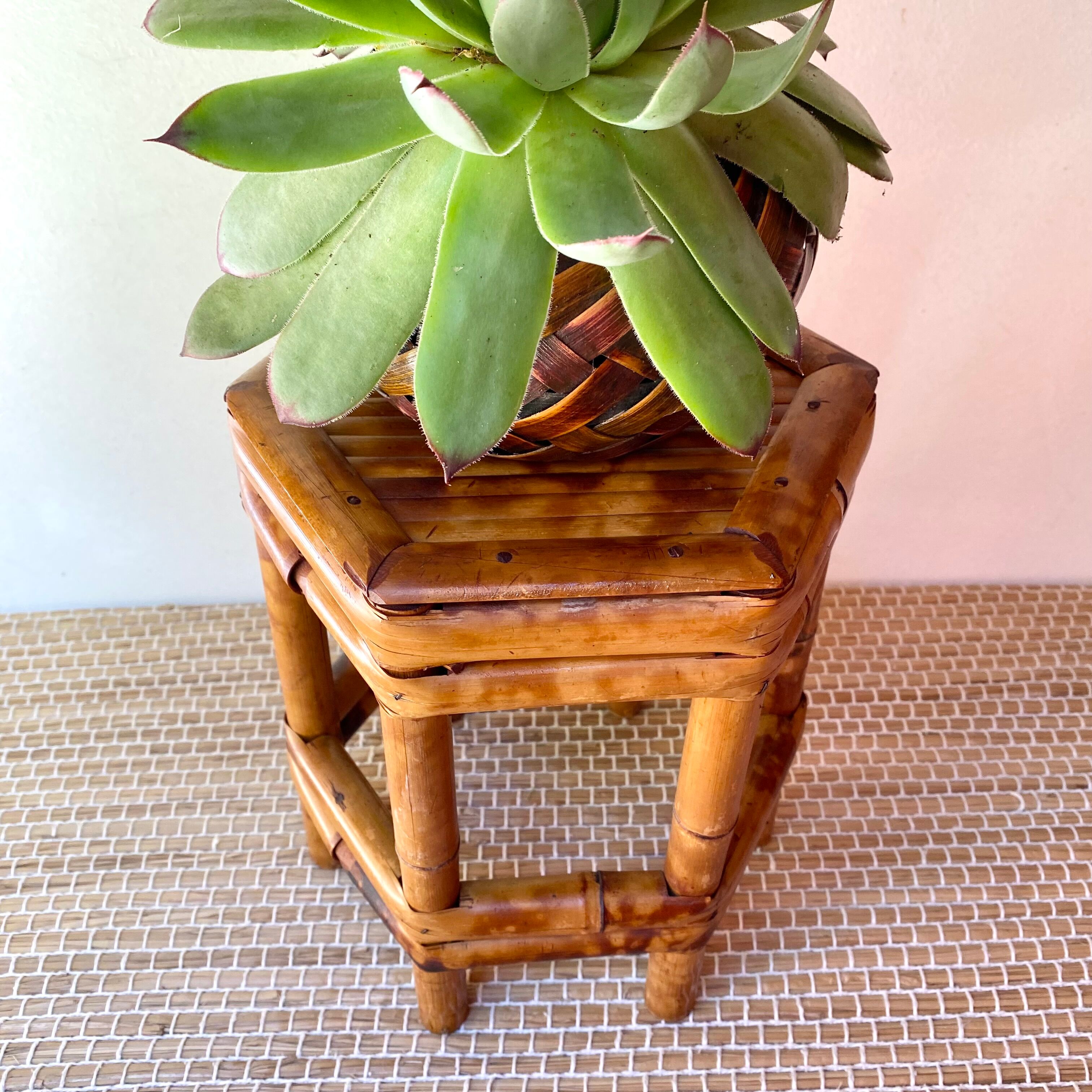 Bamboo plant-holder stool