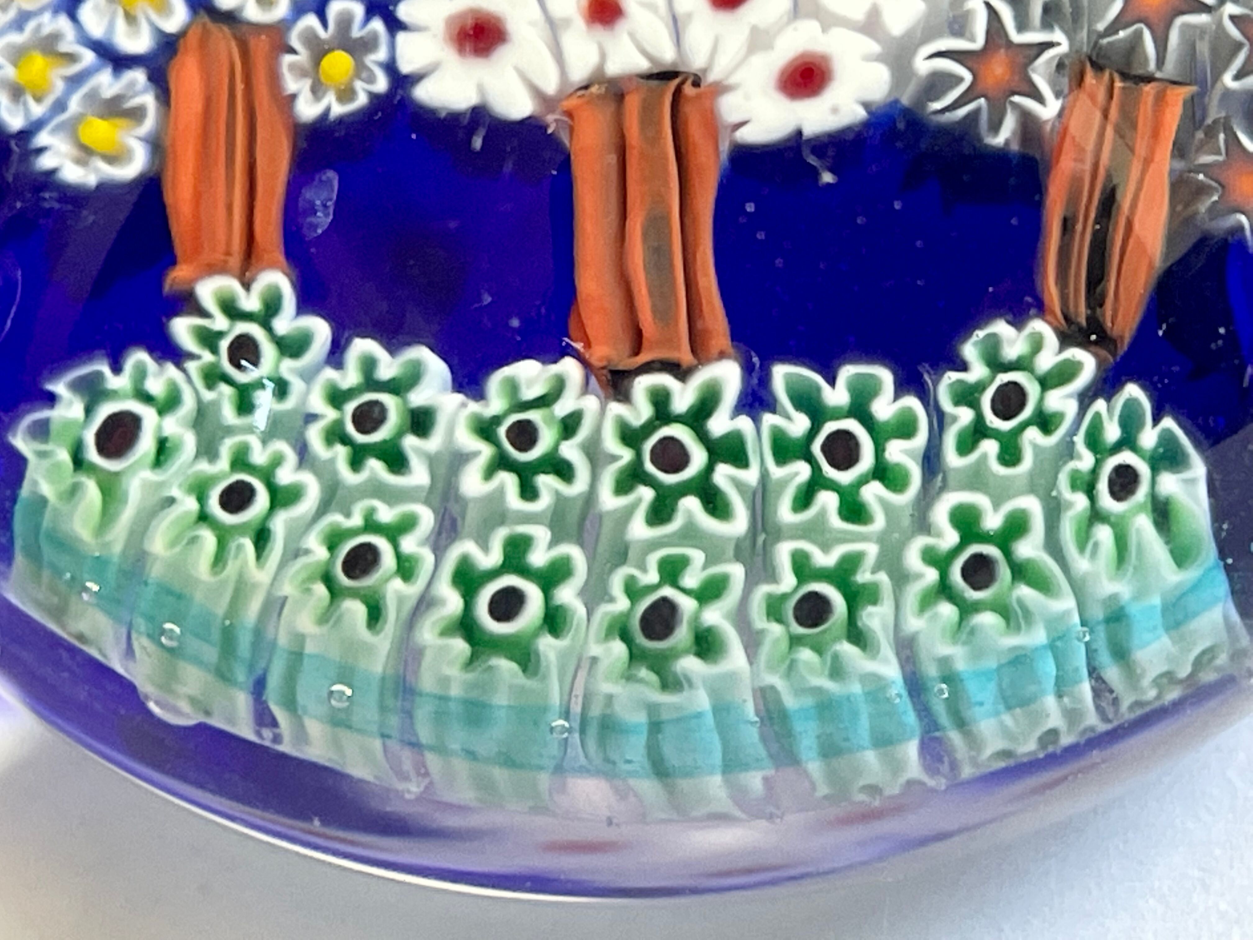 Millefiori Murano parchment paperweight signed