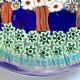 Millefiori Murano parchment paperweight signed