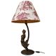 Large Art Nouveau Lamp with Female Figure in Patinated Cast Iron Early 20th Century