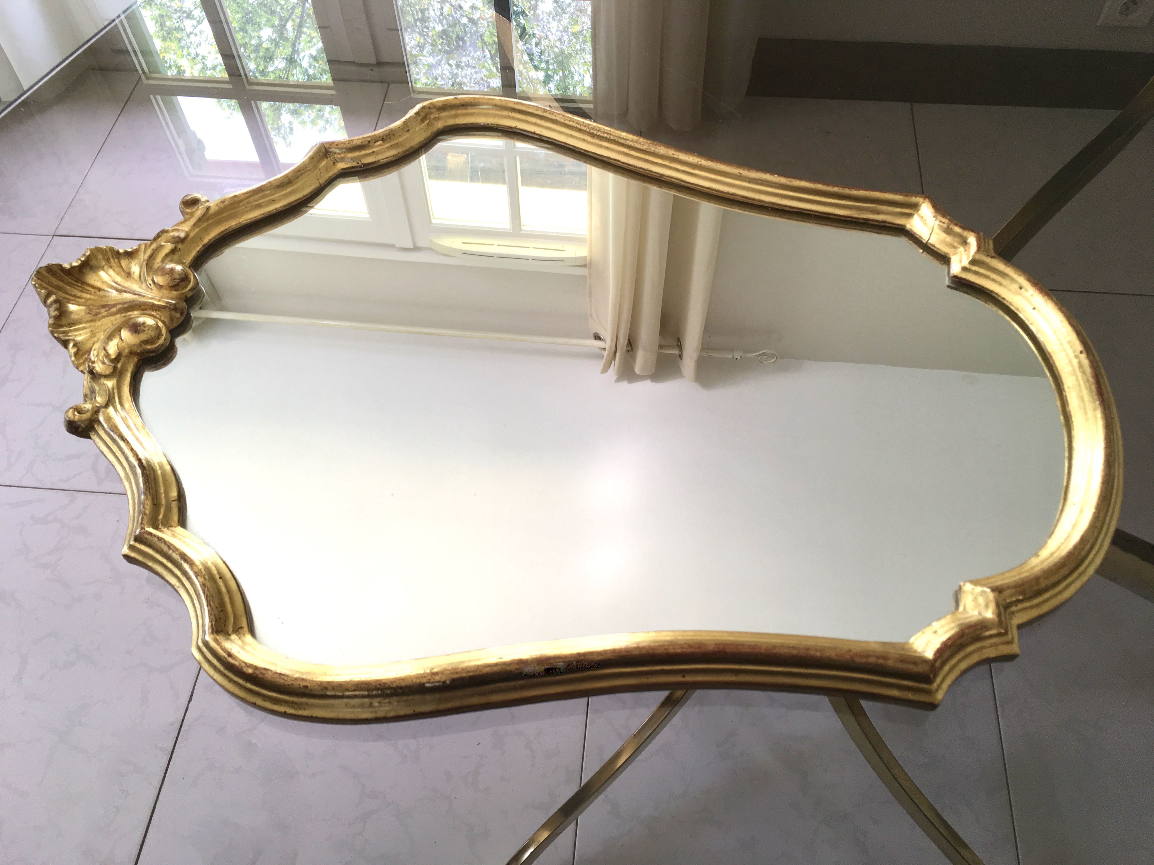 Baroque mirror in gilded wood – 63.5x45 cm - 70s.