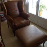 Laura Ashley brown leather armchair