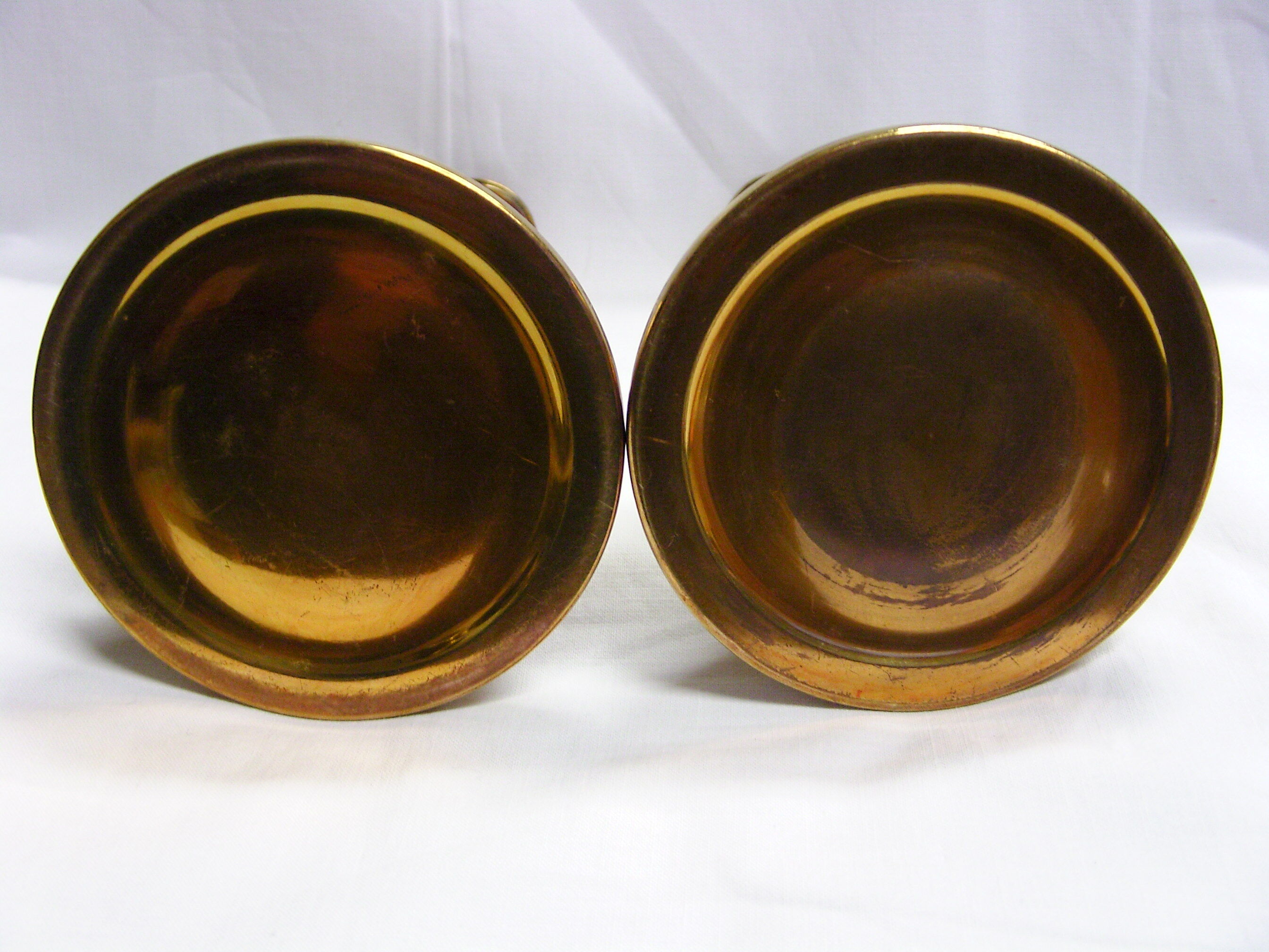 Pair of fluted brass candlesticks Louis XVI style