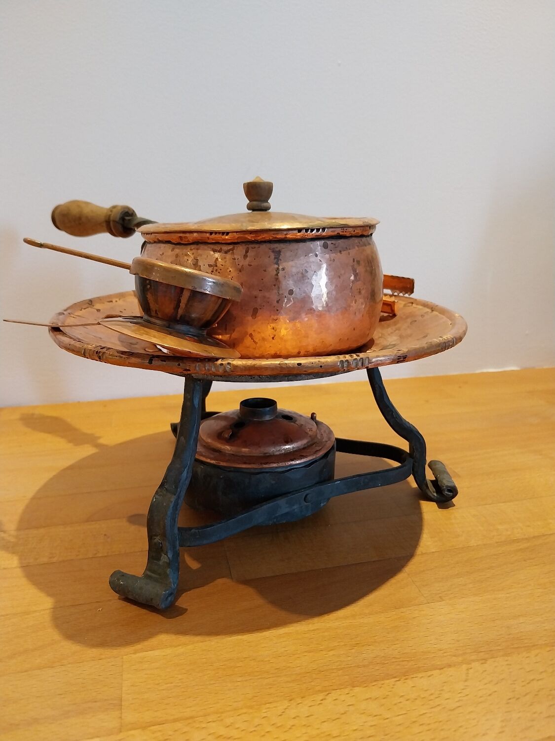 Copper fondue set