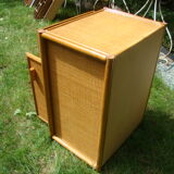 Vintage bedside furniture bamboo / rattan 70