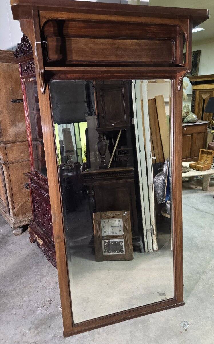 Very large trumeau mirror from the Art Nouveau period in mahogany / h 196cm