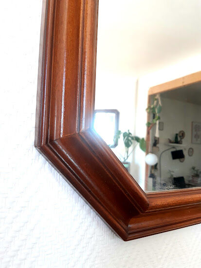 Hexagonal mirror in art deco wood