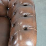 Brown cowhide leather Chesterfield club armchair in English style