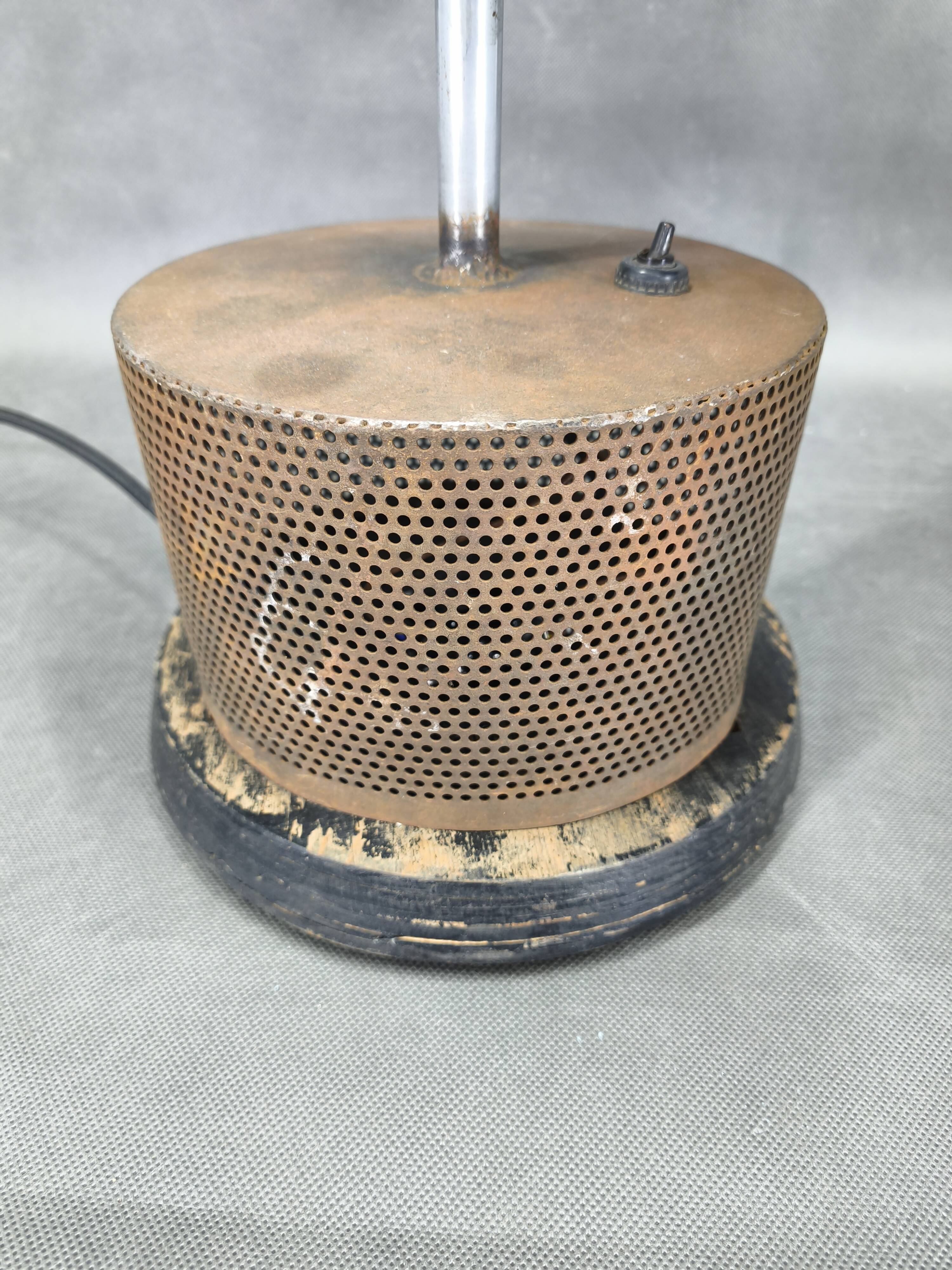 1940 industrial table lamp in aluminium and metal, Czechoslovakia