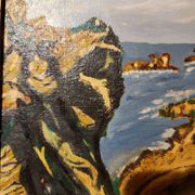 Tableau ancien marine sur isorel, cadre bois