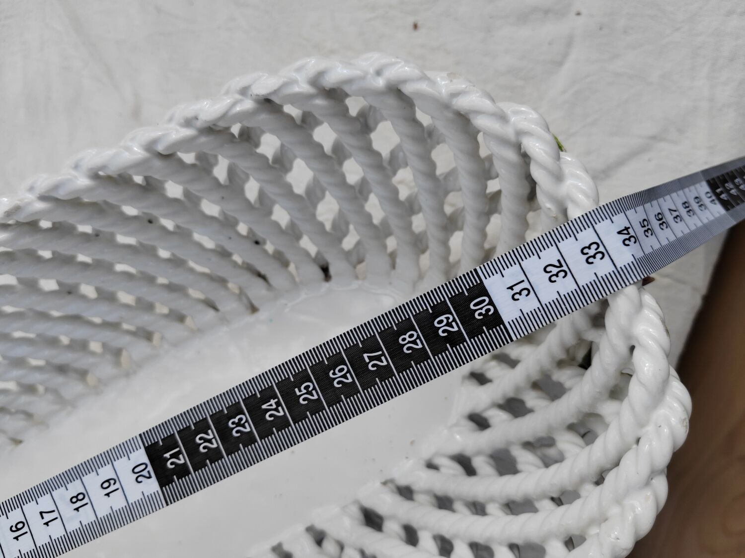 White woven ceramic planter mid-twentieth