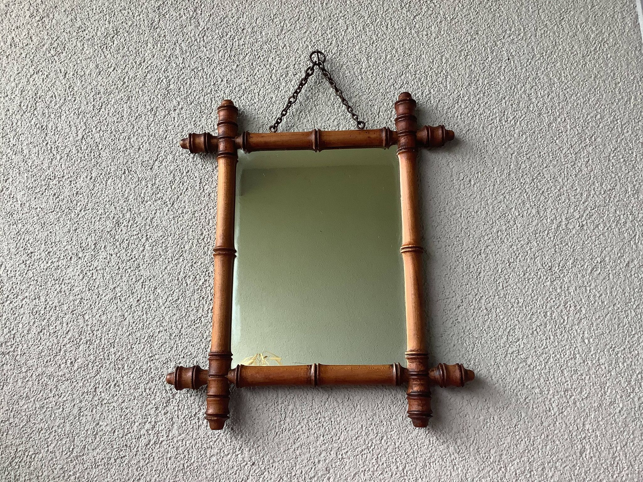 Wooden barber mirror turned art deco bamboo style