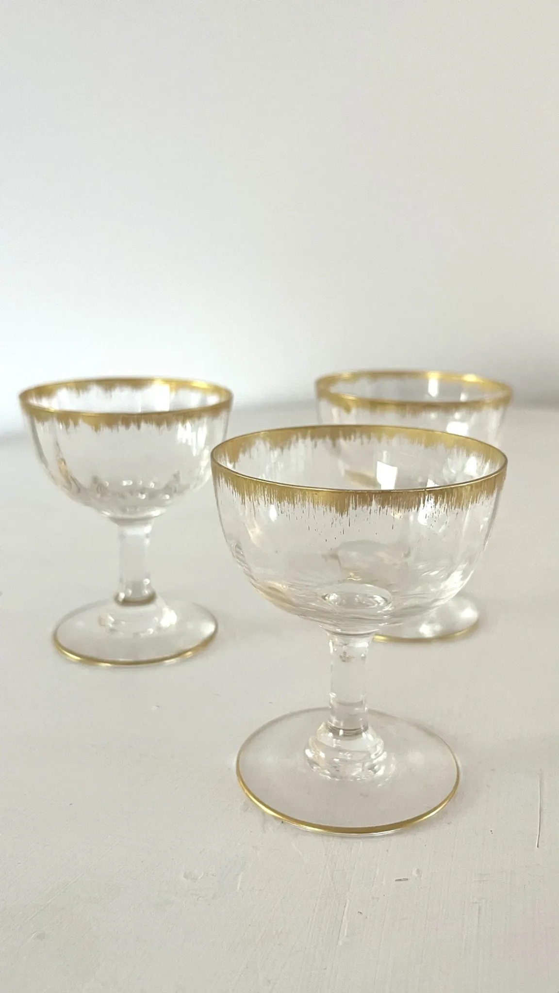 Liqueur Glasses, Vintage French Set of 6 – Gold Rimmed Stemware