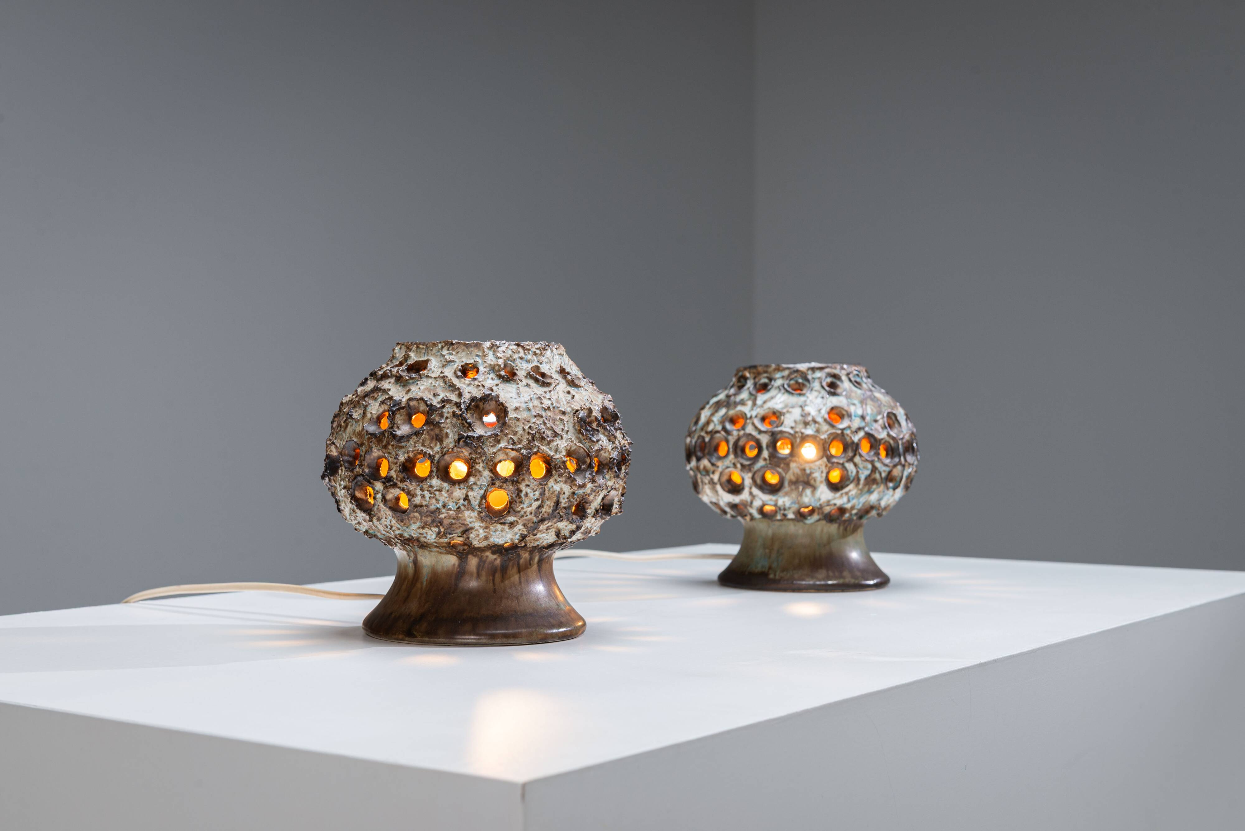 Pair of ceramic table lamps by Bruno Karlsson for EGO Stengods Atelje