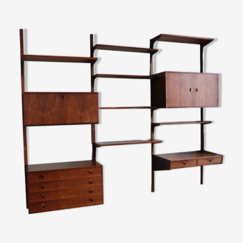 Modular rosewood wall bookcase by Thygesen and Sorensen for Hg Furniture, 1960