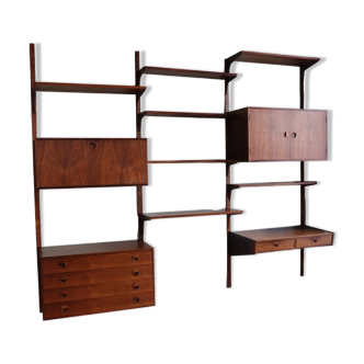 Modular rosewood wall bookcase by Thygesen and Sorensen for Hg Furniture, 1960