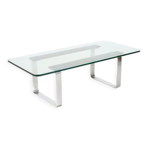 Table basse vintage en - palissandre verre