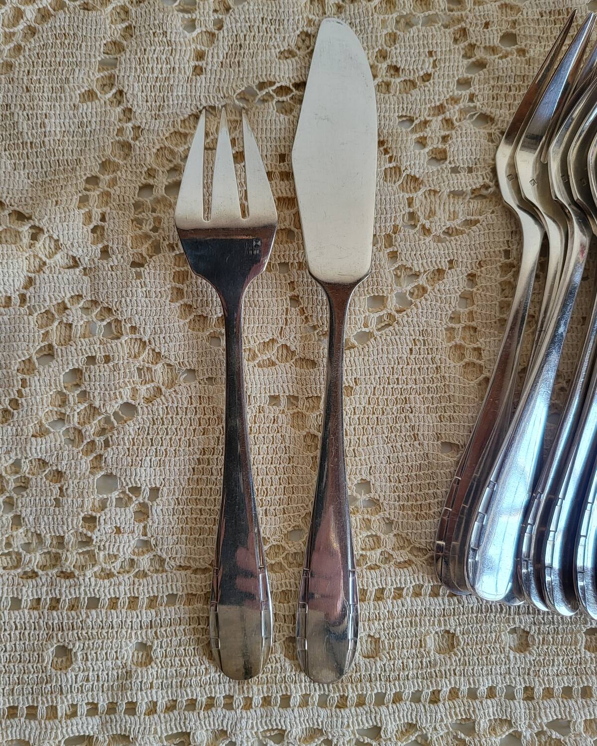 12 silver-plated fish cutlery sets by Argental