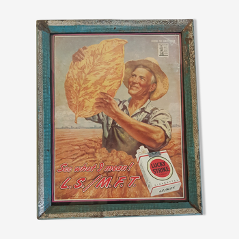 Old advertisement Lucky Strike original paper print under old frame