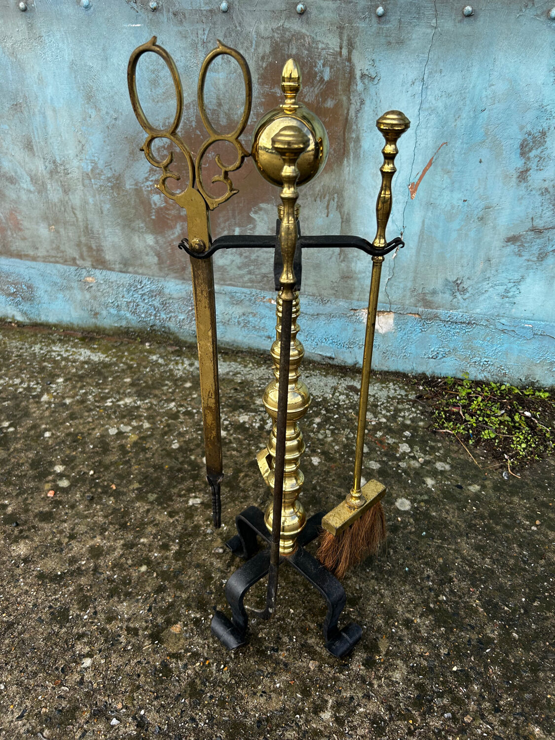 Antique brass fireplace mantelpiece