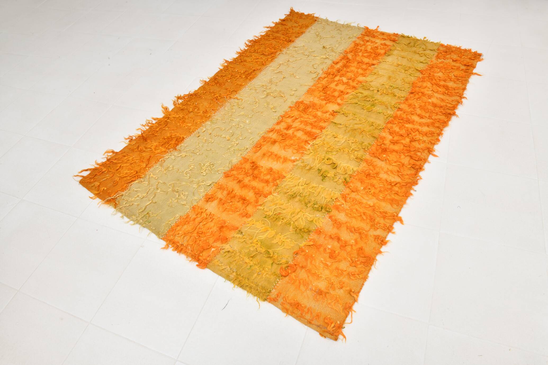 5x7 Yellow & Orange Moroccan Wool Kilim Rug, 146x210Cm