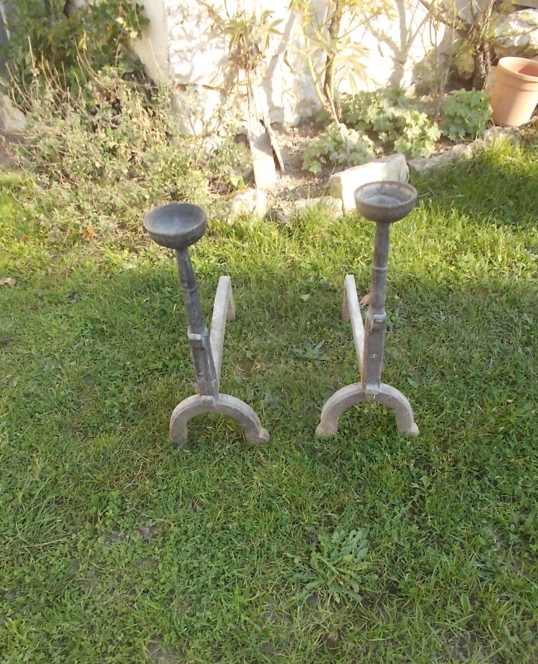Paire de chenets landiers en fer