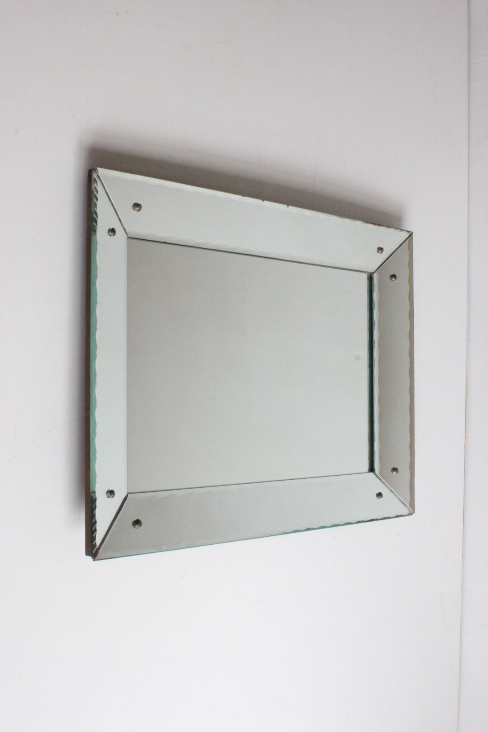Art Deco box mirror with scalloped edges France 1930s